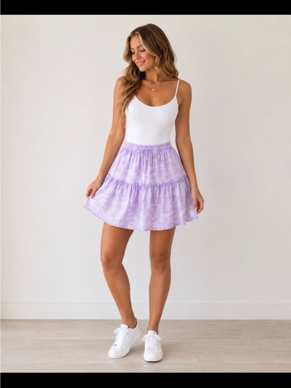 Zenana Outfitters Lavender Mineral Washed Tiered Mini Skirt
